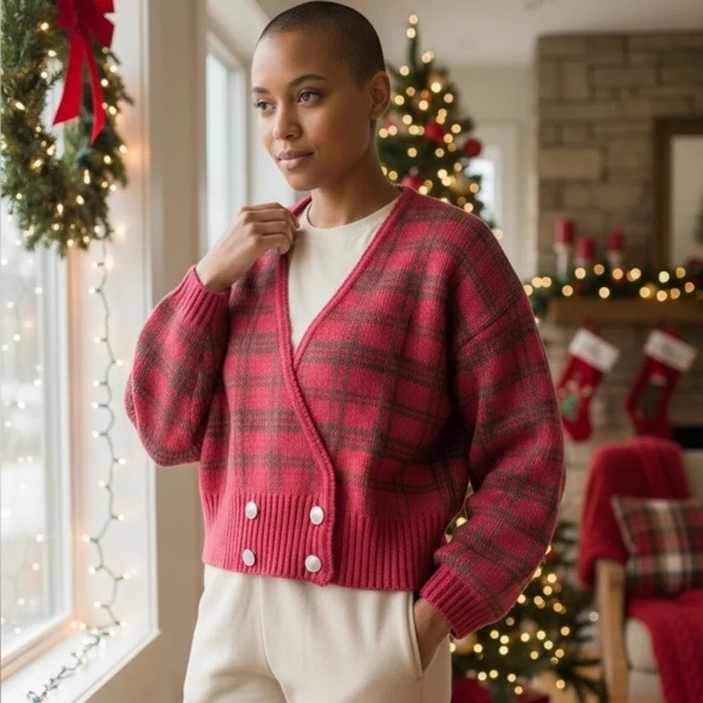 Vintage Hasting and Smith Holiday Knit Sweater‎ Cardigan Medium Oversized Cozy